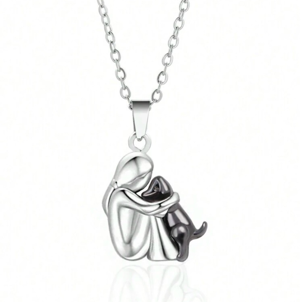 Girl and Dog Necklace, Girl and Dog Pendant Necklace